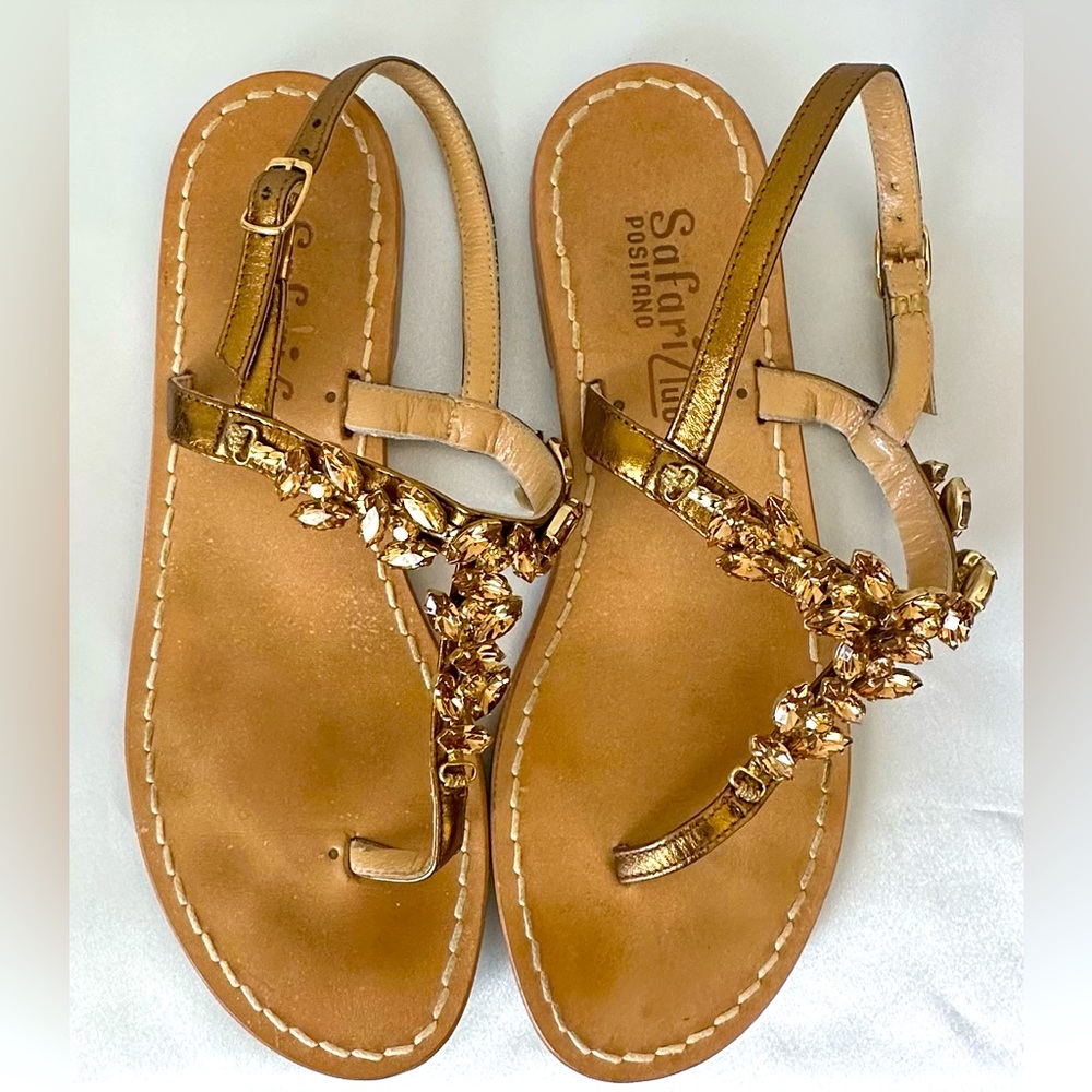 Safari Positano Vero Cuoio Embellished w/ Bronzed Swarovski, Size 38 - Picture 5 of 6